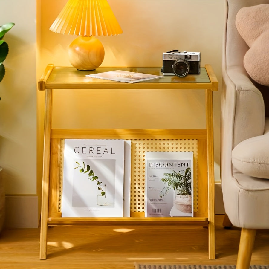 1 Bedside Table Mobile Storage Rack Sofa Side Table Glass Coffee Table, Creative Side Table Bedroom Bedside Table Living Room Decoration Bedroom Decoration Rental Room Supplies Home Storage And Organization Home Decoration