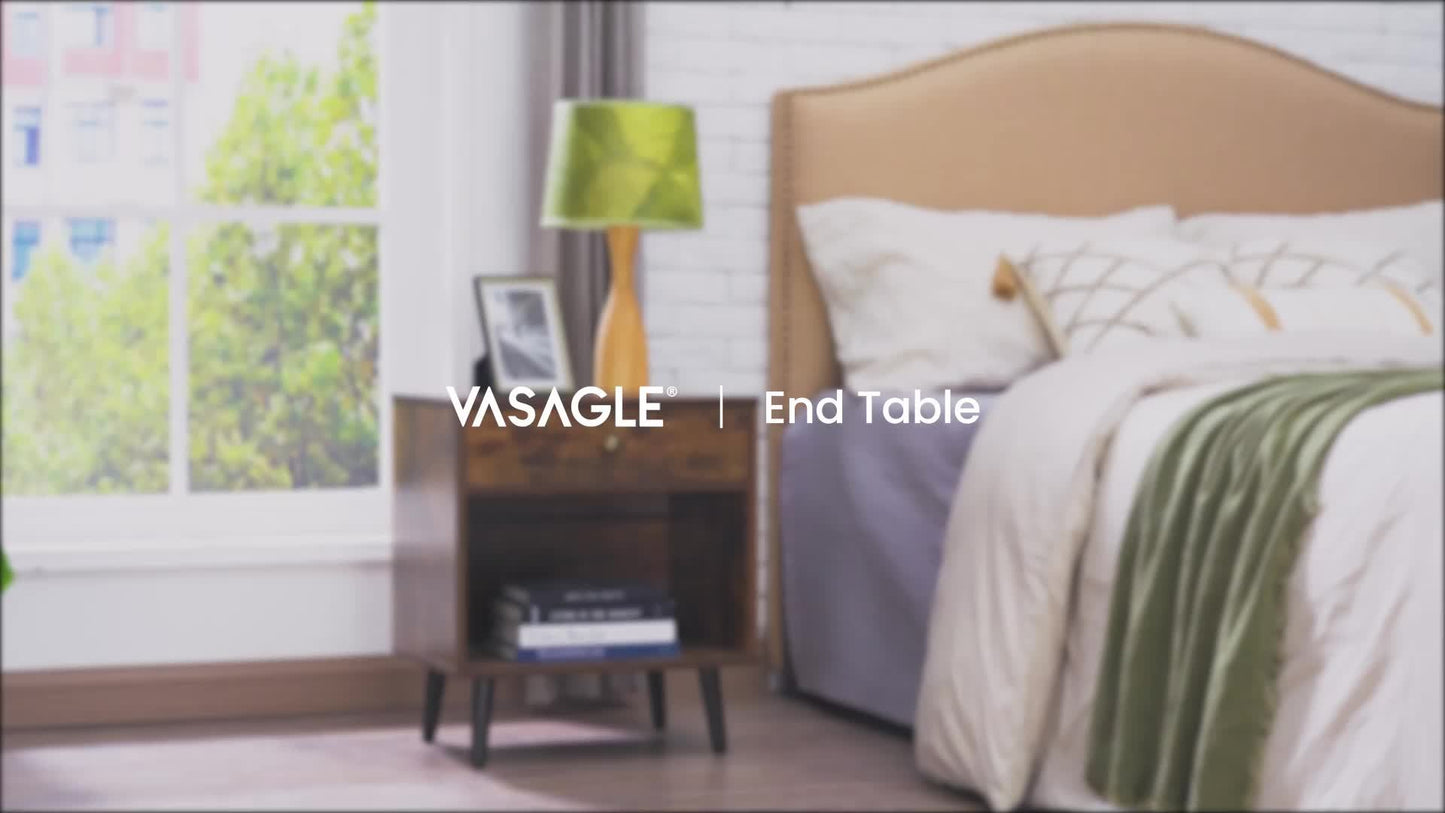 Space-Saving Nightstand with Drawer - Versatile Bedside Table with Open Compartment, Pine Wood Legs for Living Room & Bedroom Storage, Shower Caddies, Valentines Decorations Home Decor Furniture for Home and Mother's Day Decorations for Home