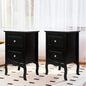 Pastoral Style Double Drawer Bedside Table - Cost-Effective, Density Board, Painted Surface | White, Black, Blue, Pink, Brown, Grey Color Options