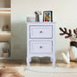 Pastoral Style Double Drawer Bedside Table - Cost-Effective, Density Board, Painted Surface | White, Black, Blue, Pink, Brown, Grey Color Options