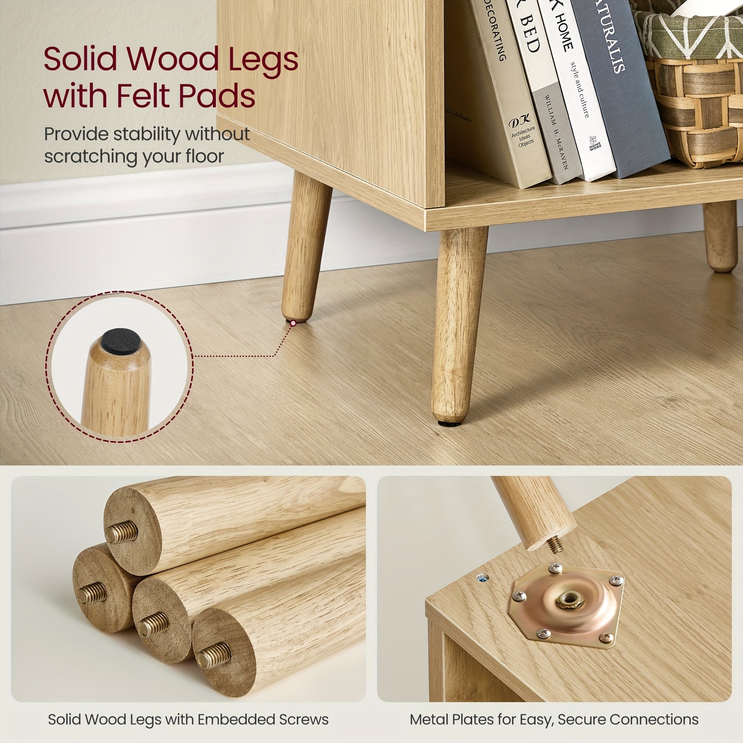 Space-Saving Nightstand with Drawer - Versatile Bedside Table with Open Compartment, Pine Wood Legs for Living Room & Bedroom Storage, Shower Caddies, Valentines Decorations Home Decor Furniture for Home and Mother's Day Decorations for Home